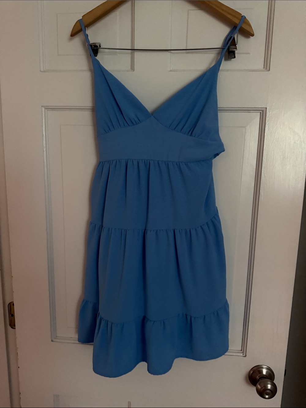 Altar'd State Light Blue Tiered Spaghetti-Strap Mini Dress